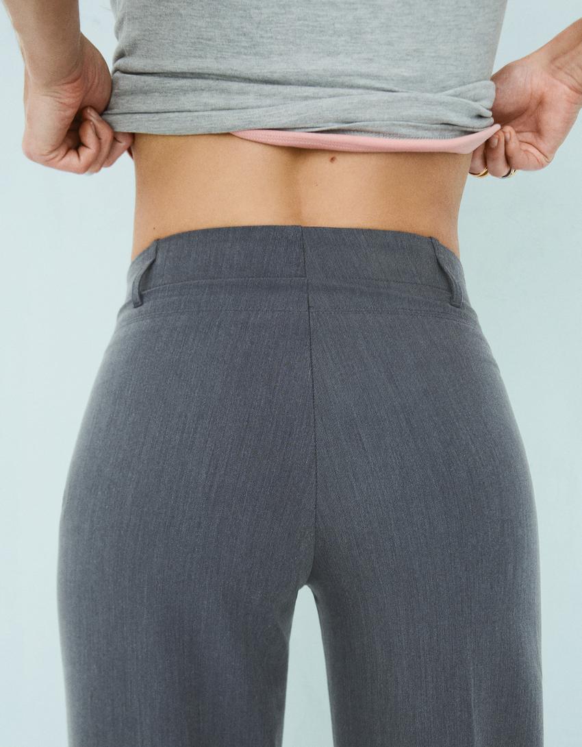 Pantalone širokih wide nogavica-Tamnosiva-1