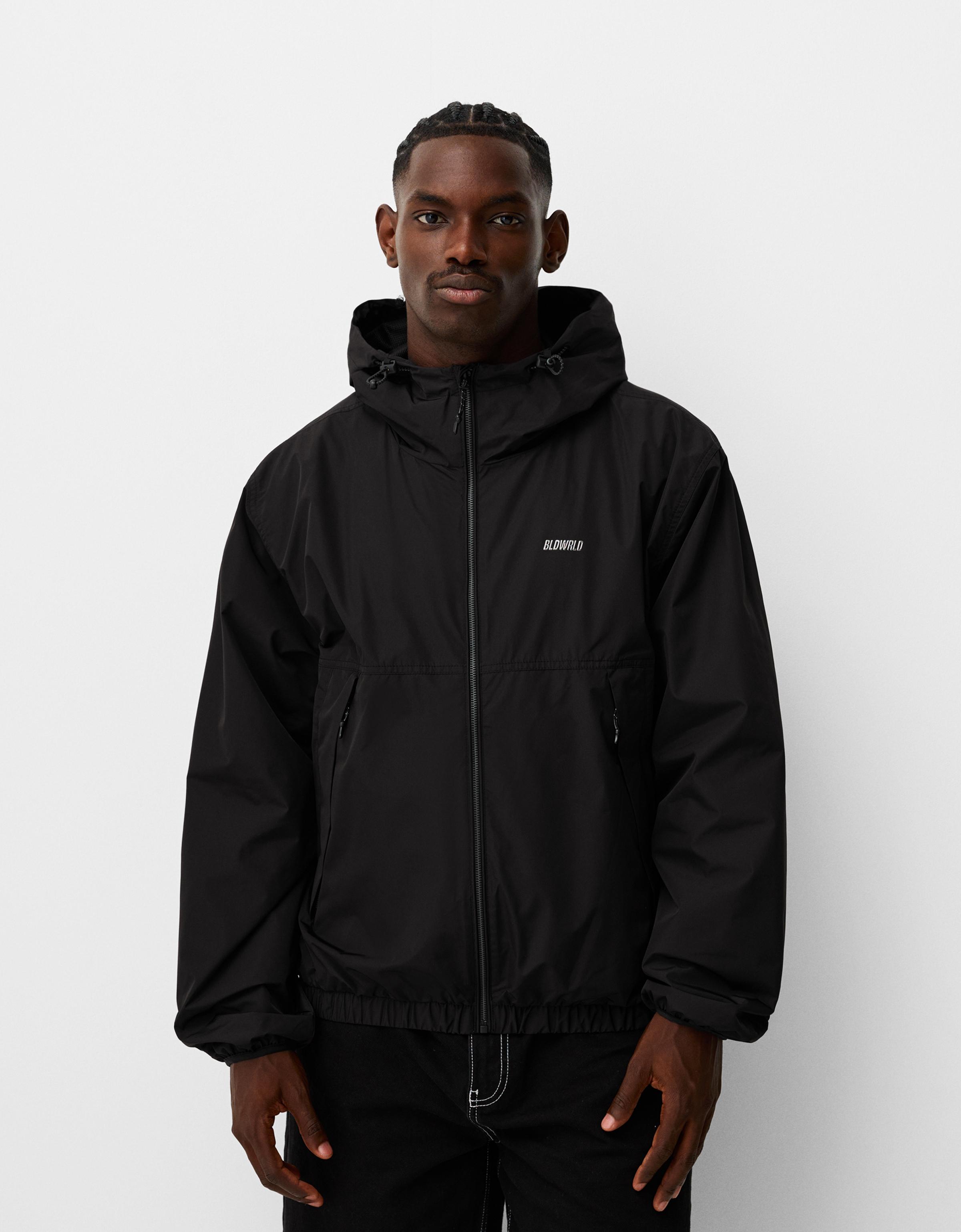 Bershka Jacke Aus Funktionsstoff Mit Kapuze Herren L Schwarz