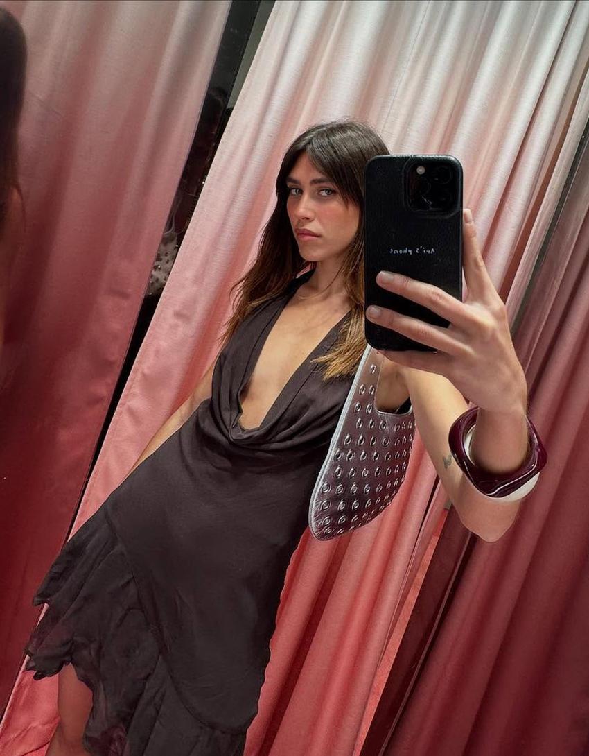 Kleid mit Volants-Braun-1