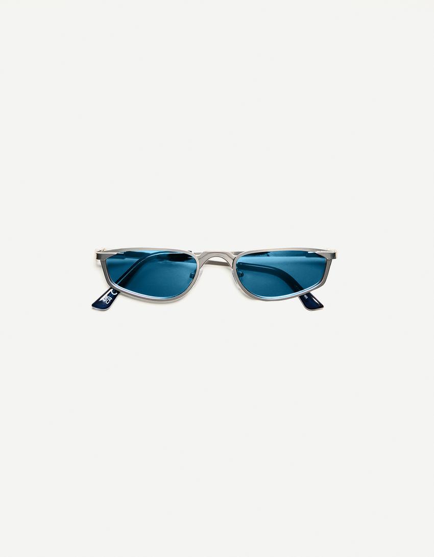 Lunettes de soleil en métal-Bleu clair-1