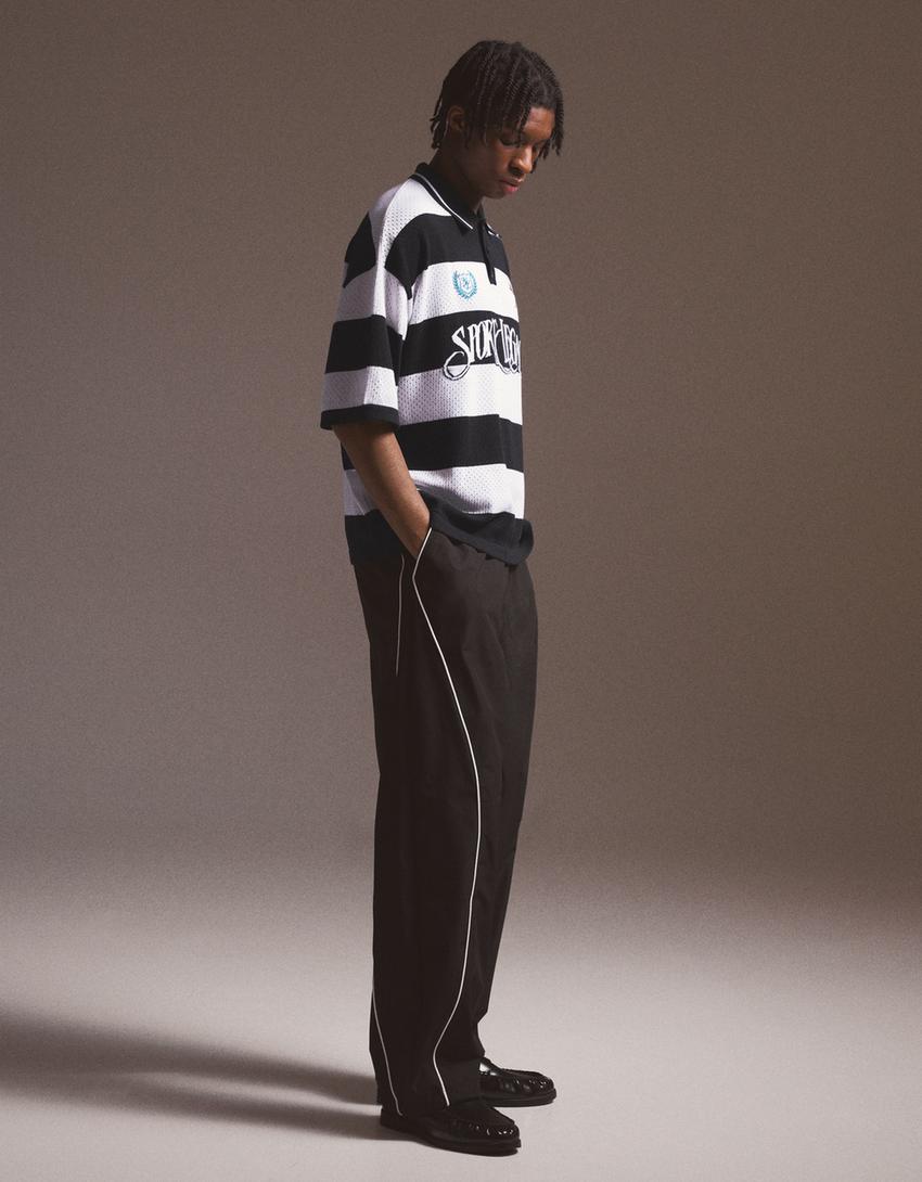 Short sleeve mesh polo-White / Black