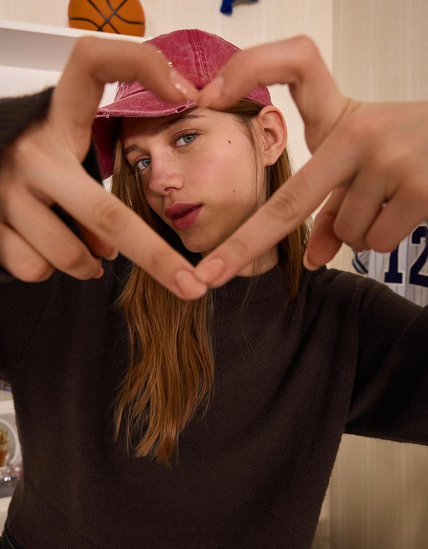 Pulover oversize bază rib-Maro