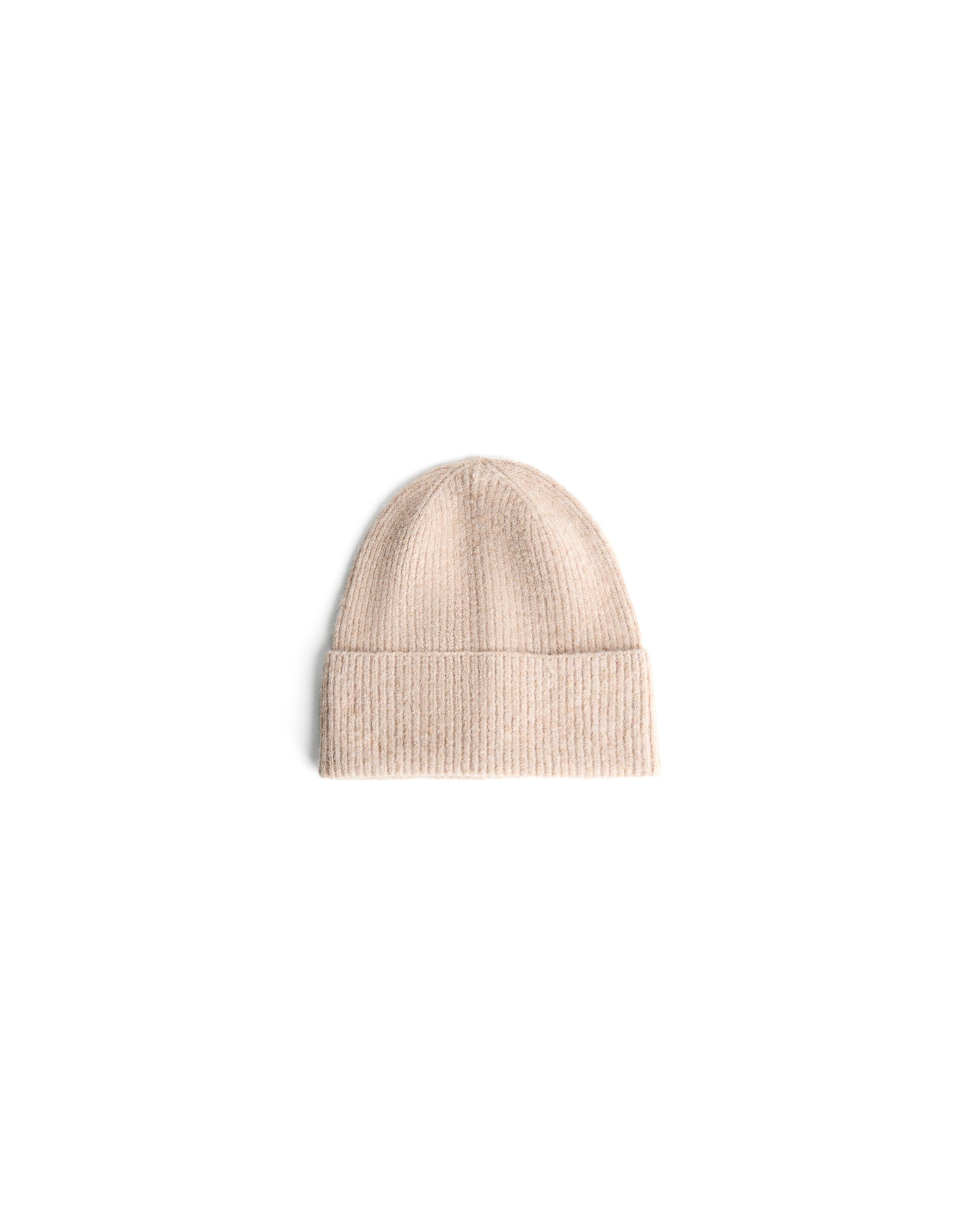 Turn-up knit beanie — Sand