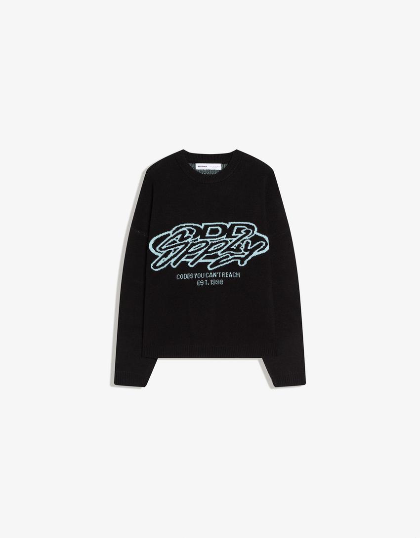 Jacquard print jumper-Black