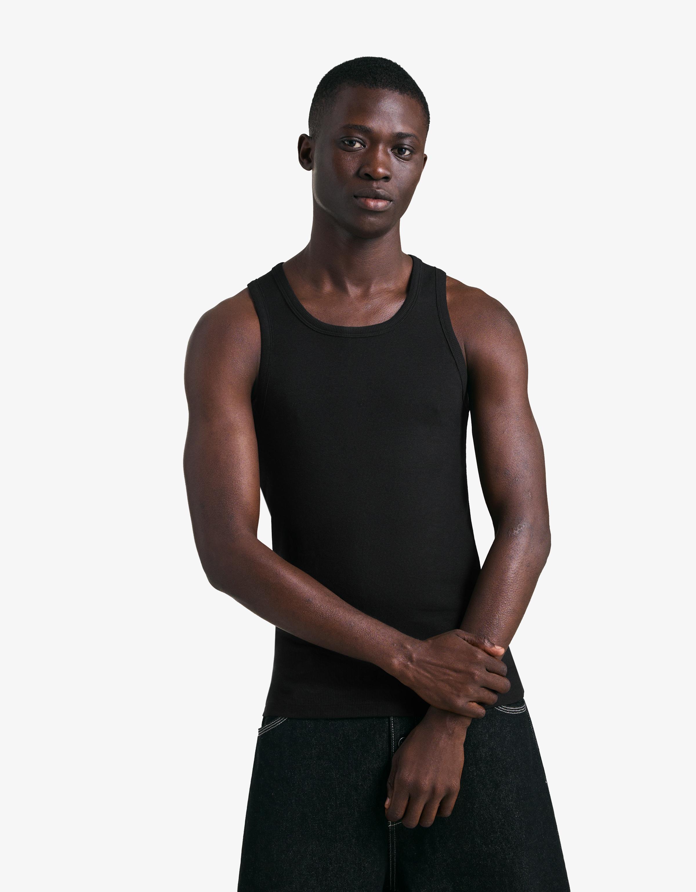 Ribbed vest top — Black