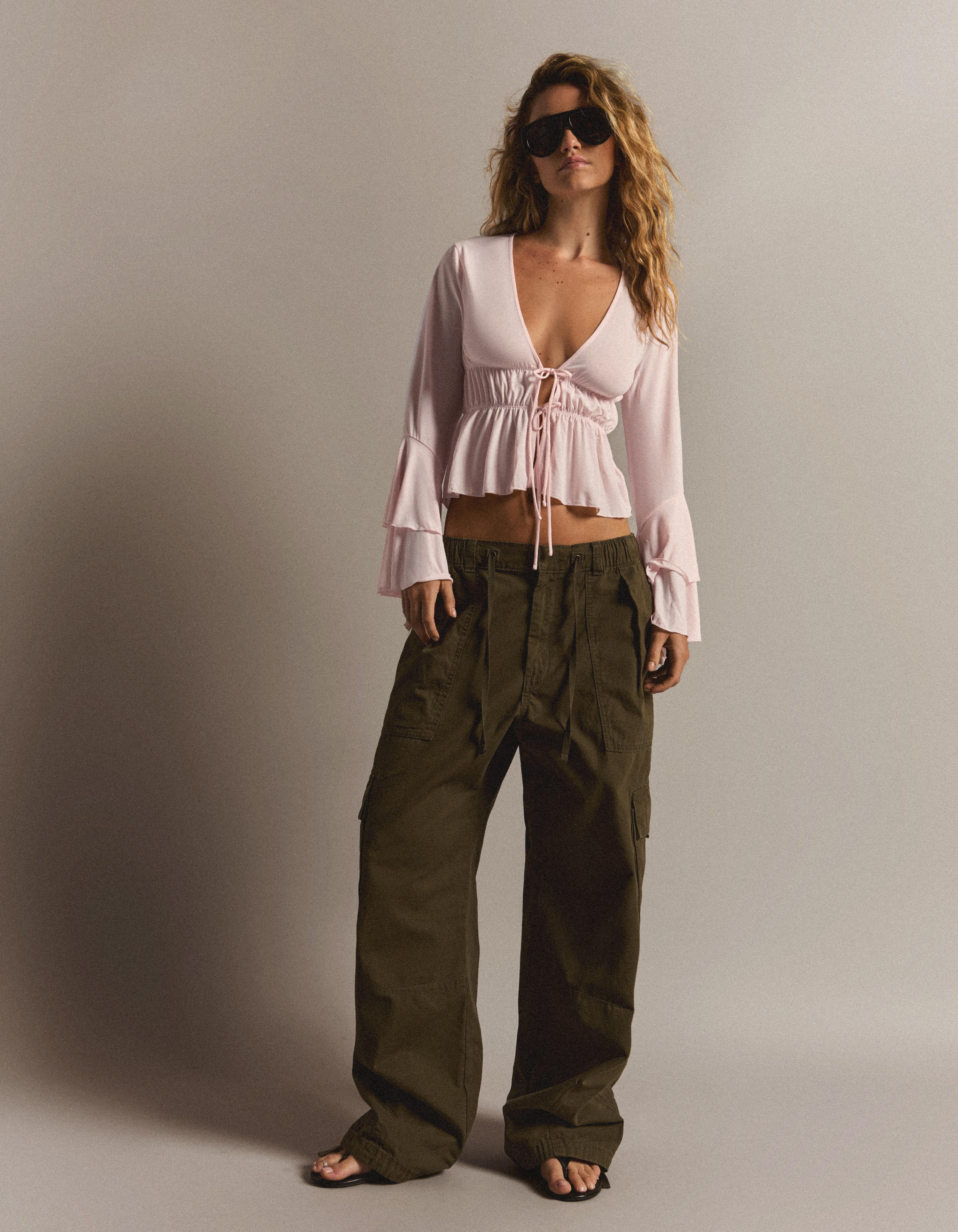 Flowy frilled T-shirt — Pink