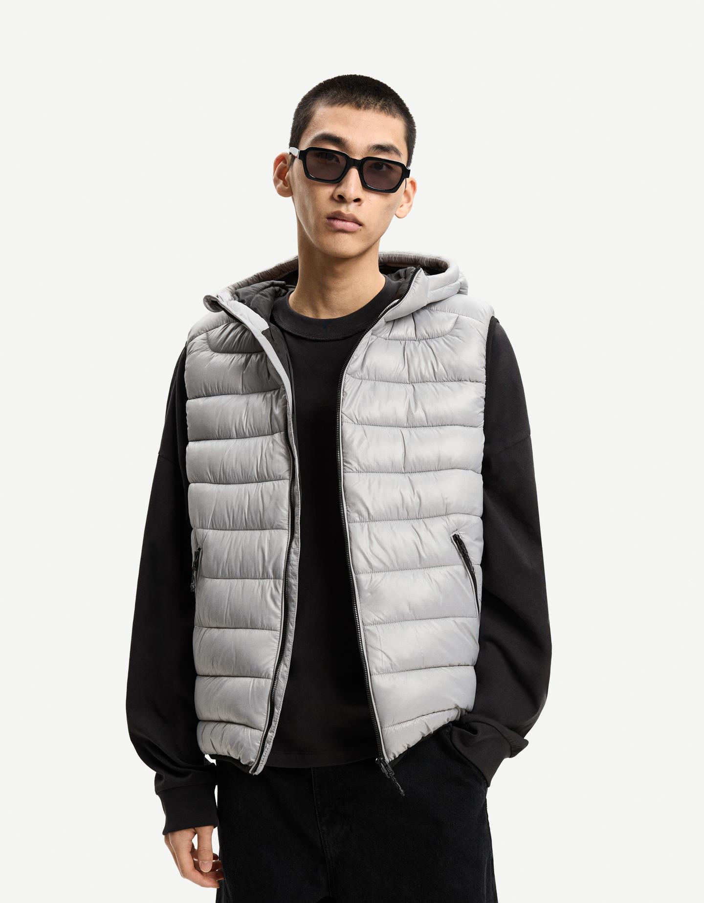 Bershka Chaleco Acolchado Ligero Hombre Xl Gris