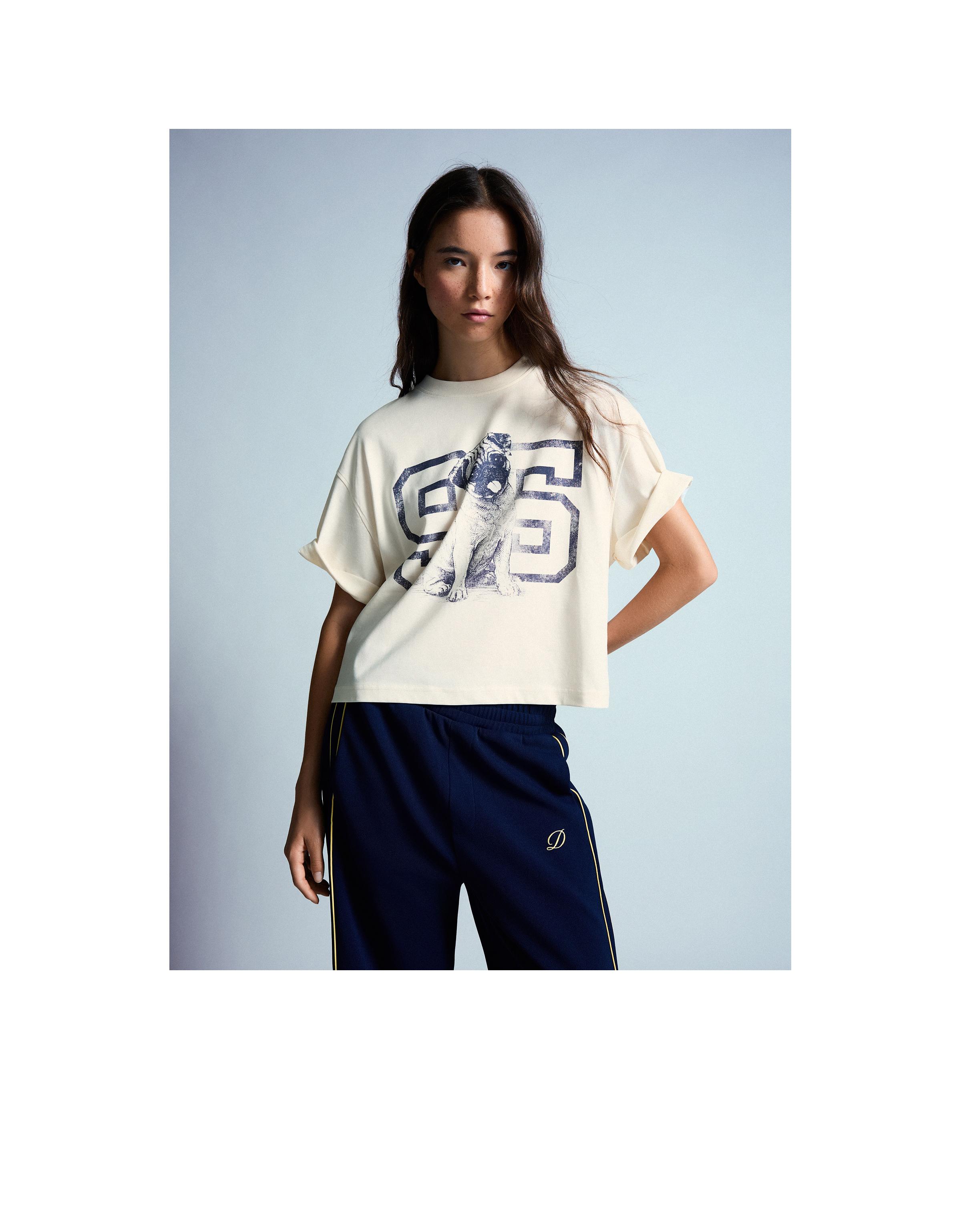 Oversize short sleeve print T-shirt — Cream