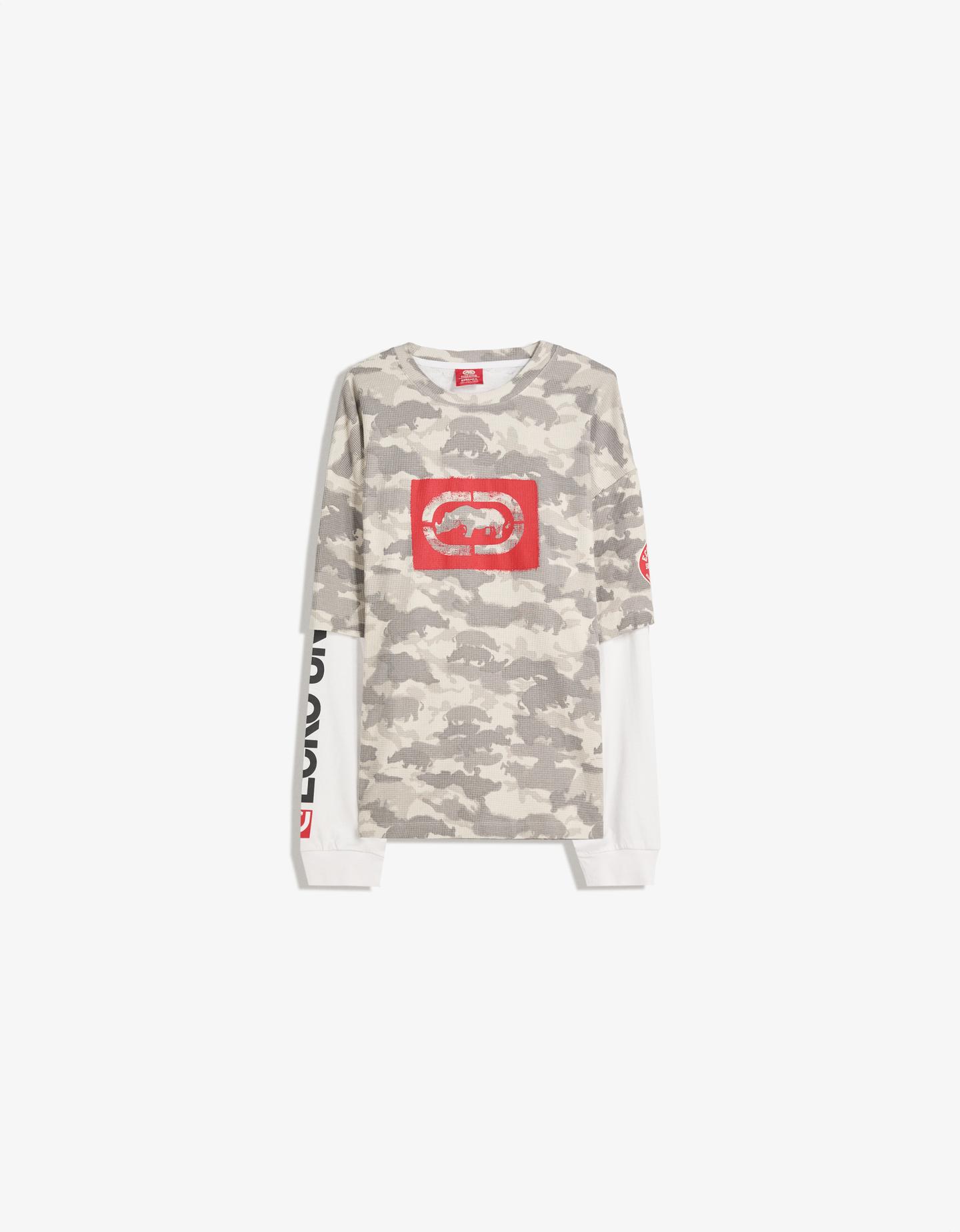 Bershka koszulka ecko unltd z podwójnym rękawem zielony