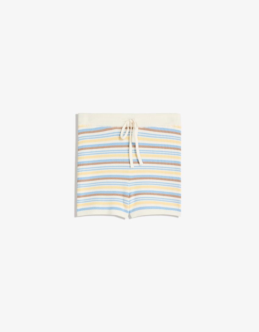 Multi-stripe top and shorts set-Multi-stripe top and shorts set
