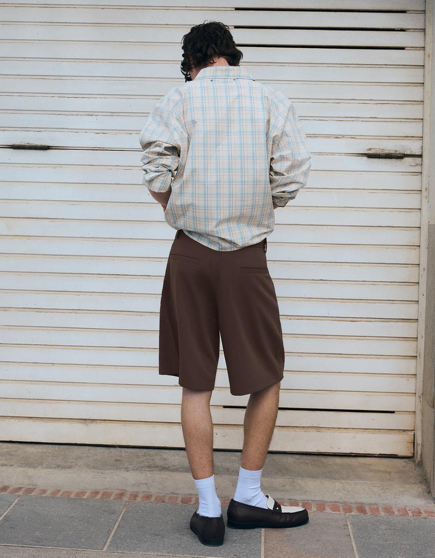 Boxy fit tailored bermuda-Kahverengi