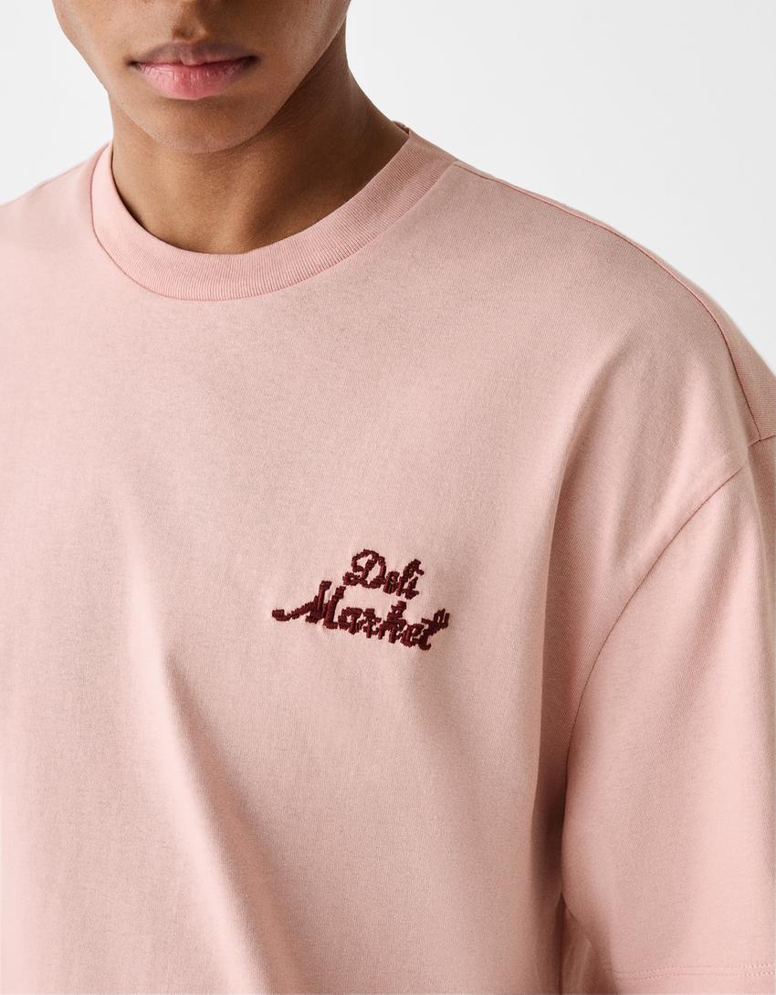 T-shirt manches courtes boxy fit imprimé-Violet-6