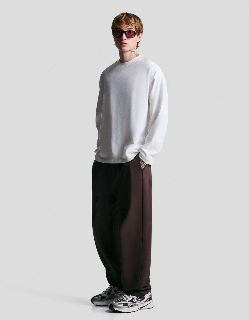 Pantalon straight fit jogger fit tailoring-Marron