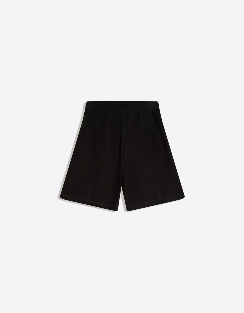 Twill Bermuda shorts-Black