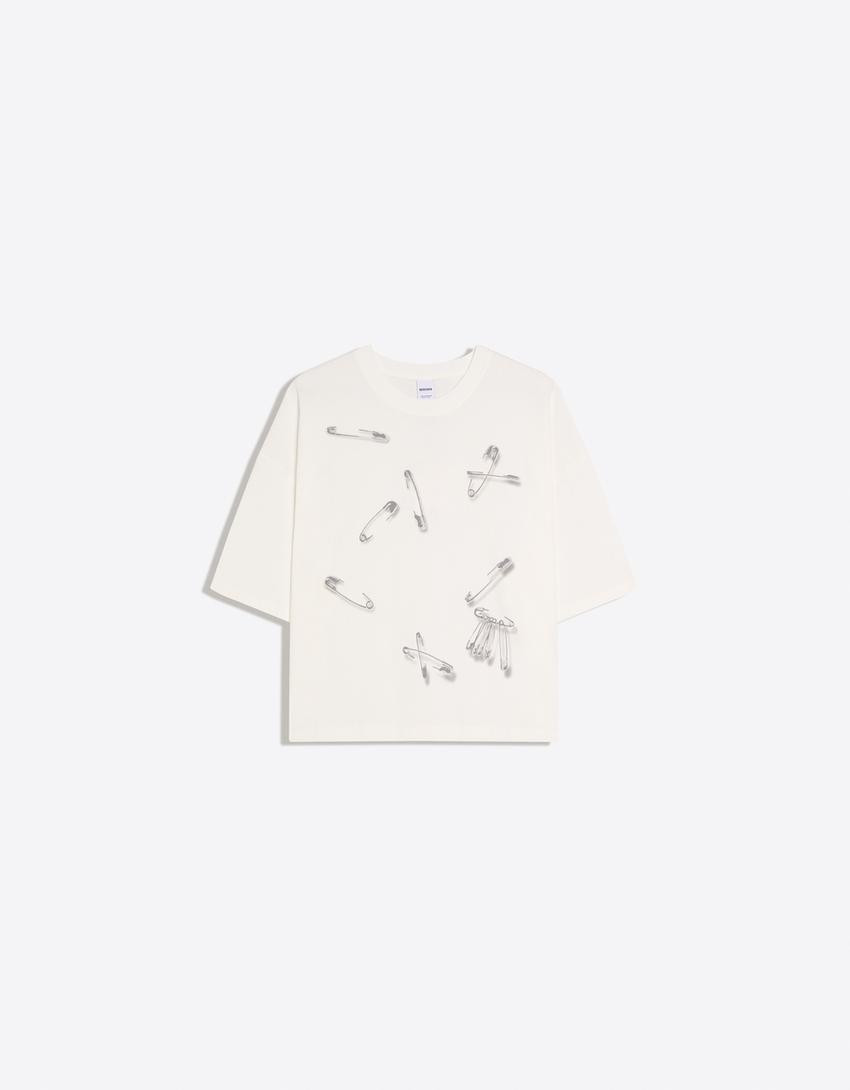Short sleeve print T-shirt-Off white