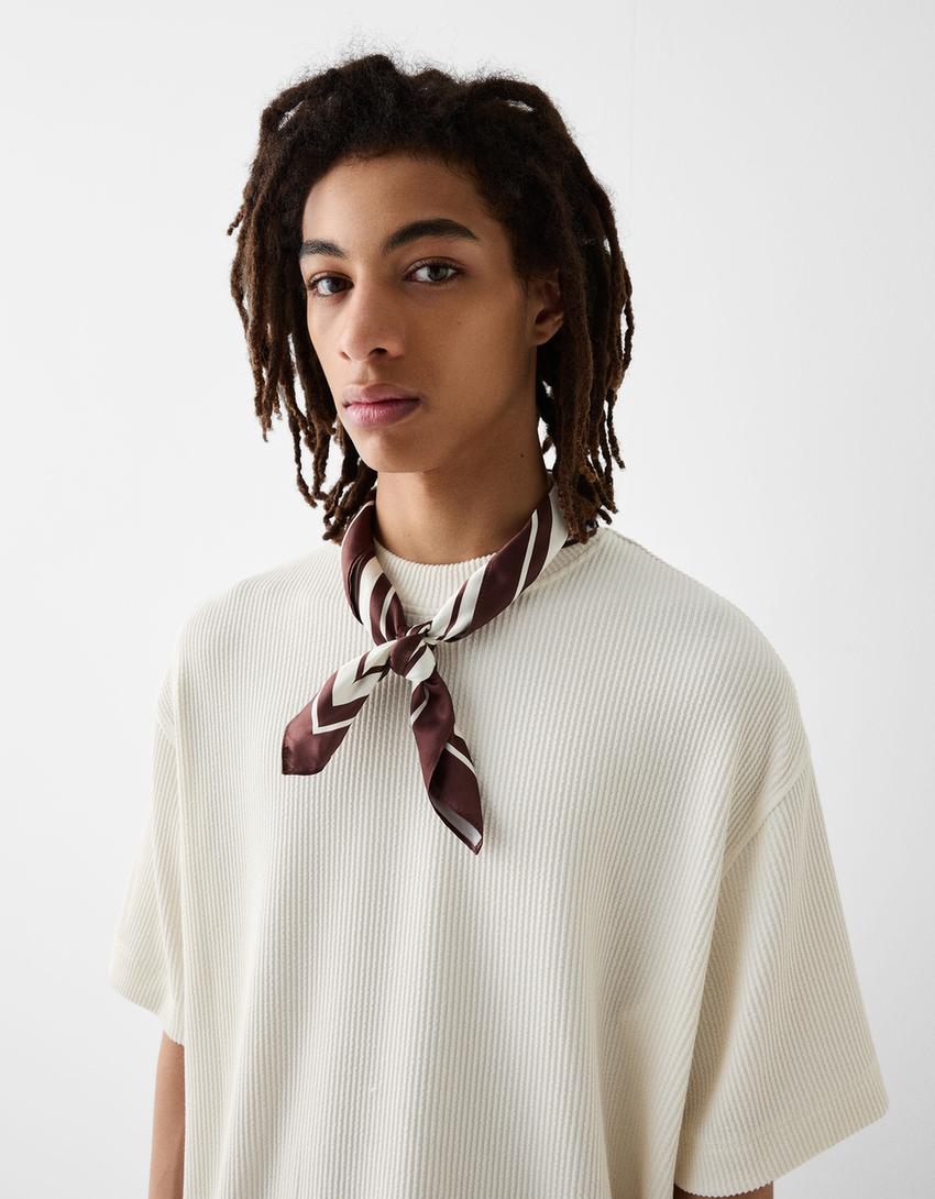 Satiny scarf-Cream-1