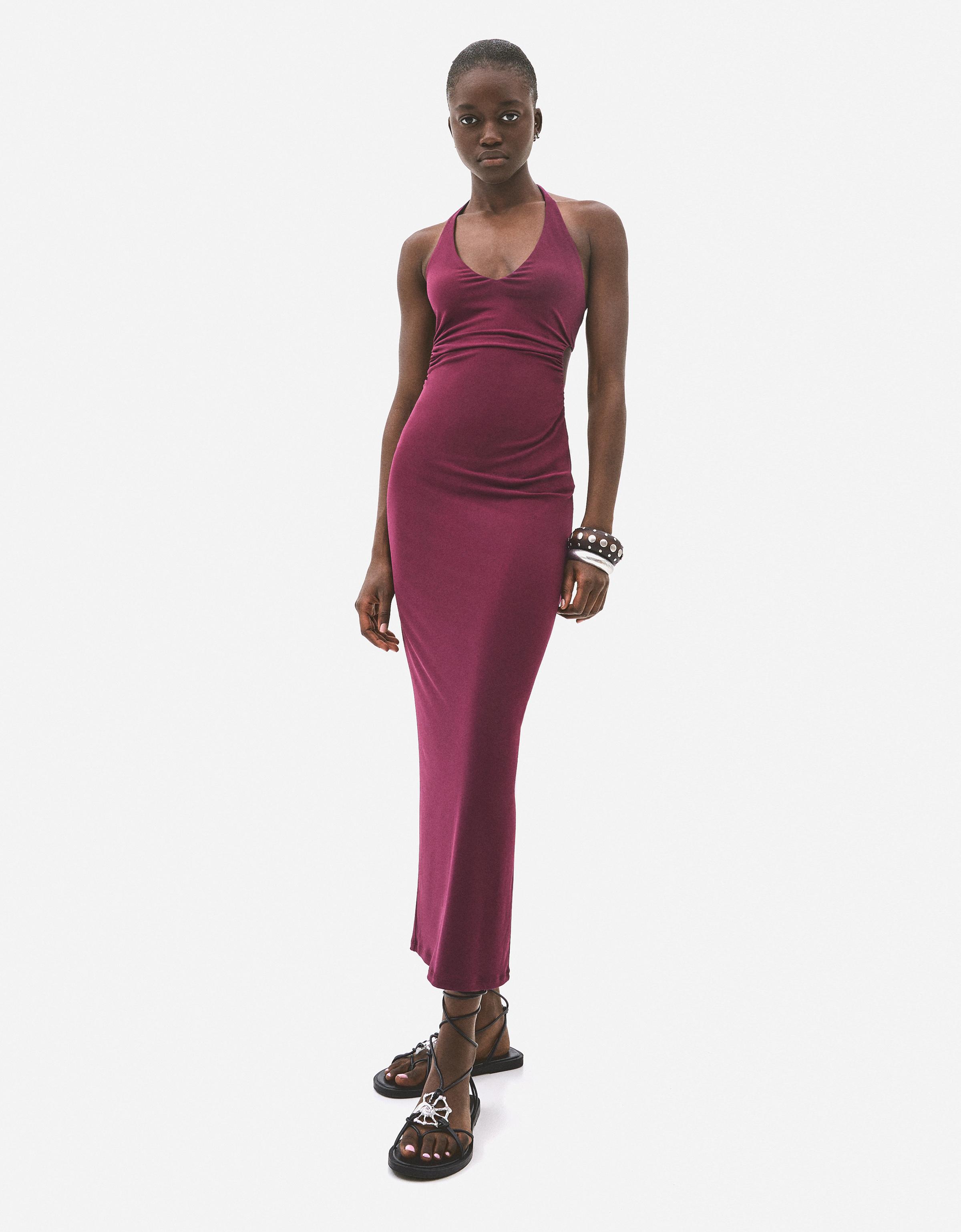 Bershka Fließendes Midikleid Damen M Violett