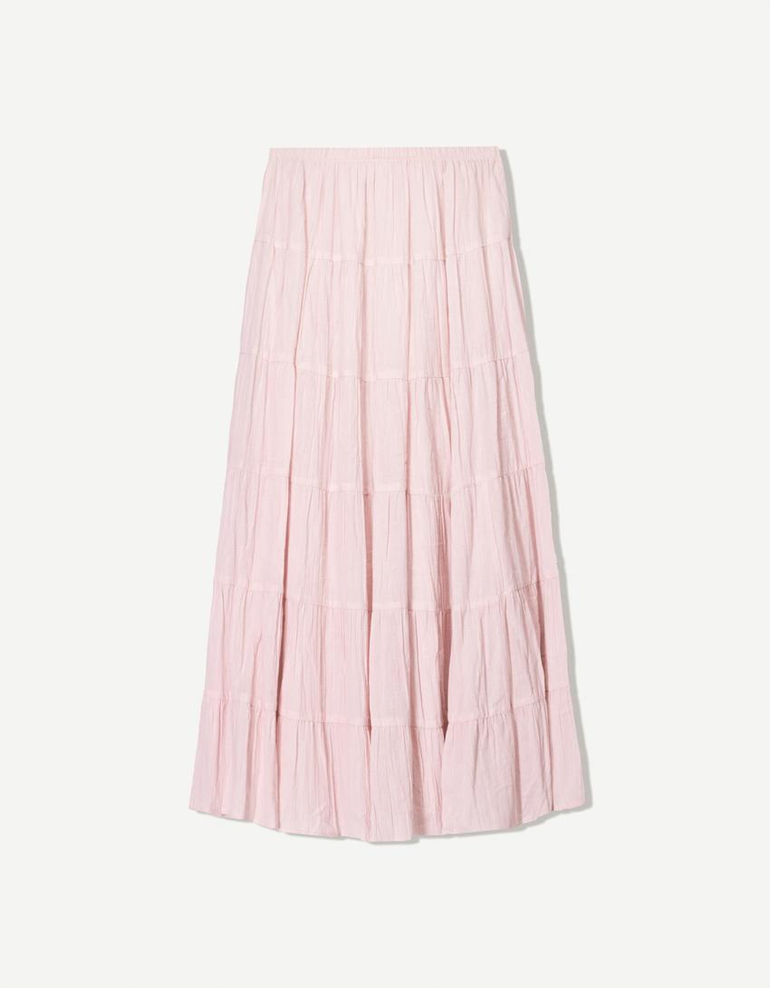 Maxi boho skirt-Pink-5