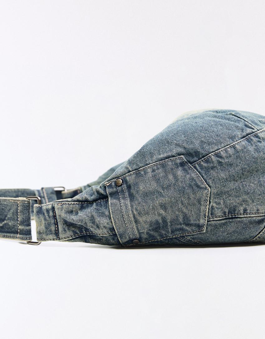 Denim shoulder bag-Light blue