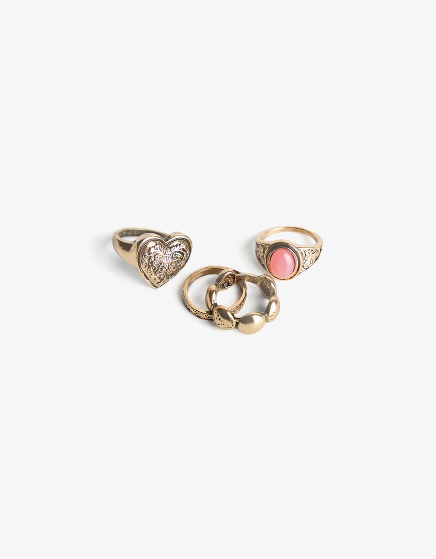 Pack 3 anillos sello-Oro-2