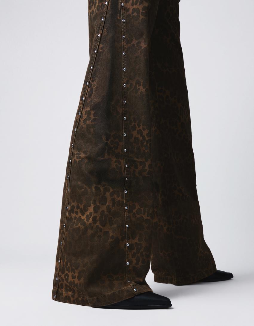 Pantalón straight sarga-Marrón