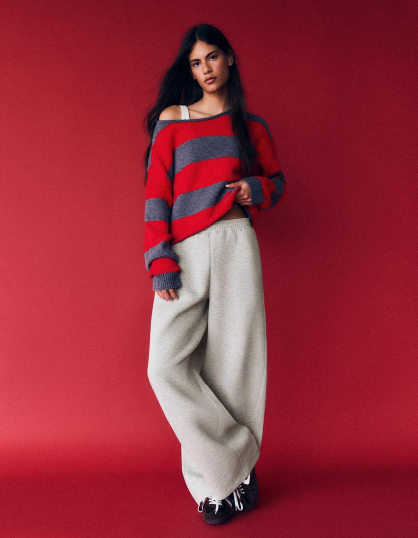 Scuba knit barrel trousers-Grey