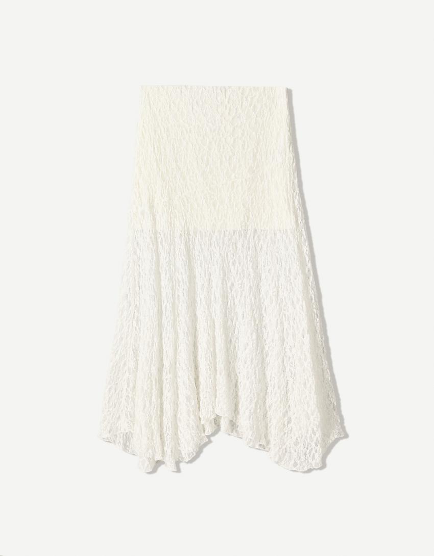 Set top e gonna midi in pizzo-Bianco Roto-4