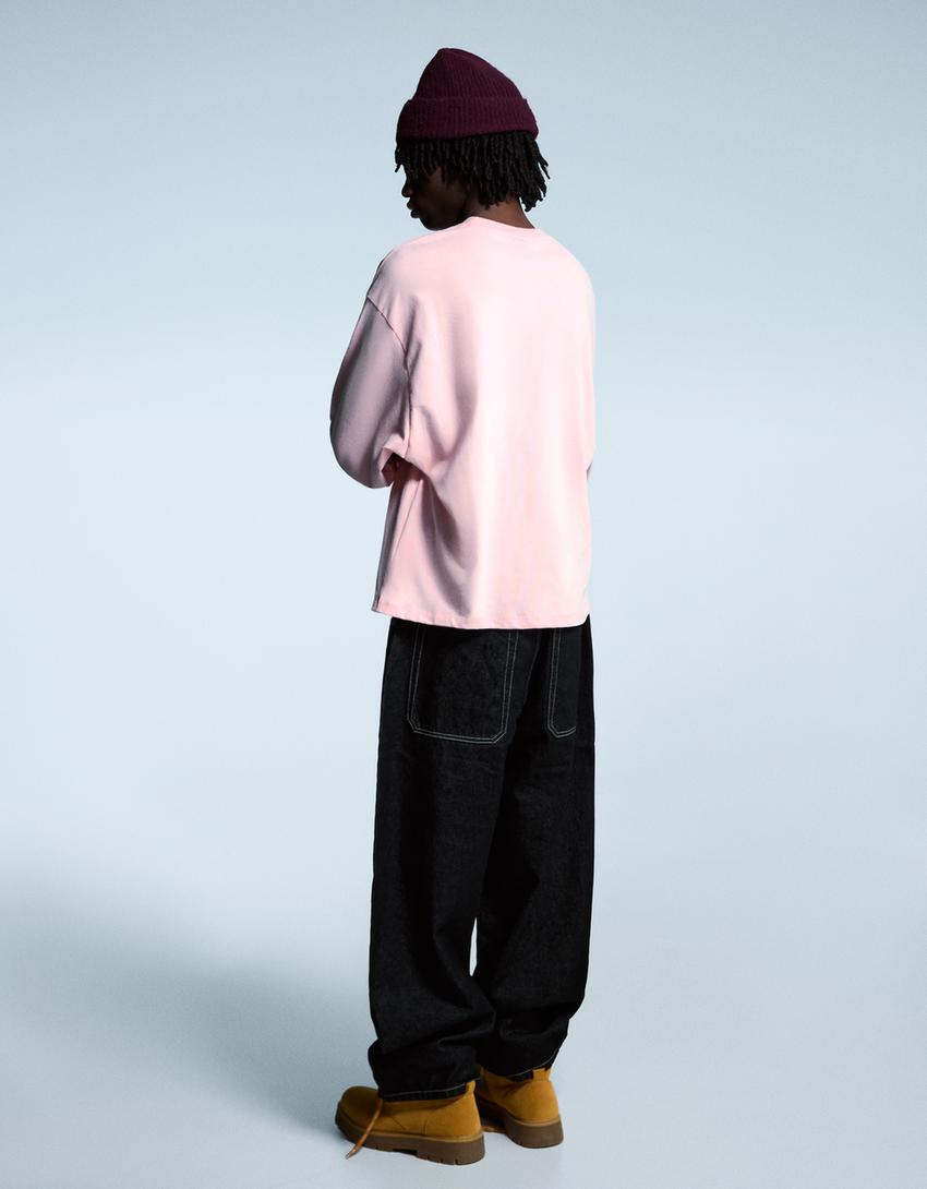 Camiseta manga larga boxy-Rosa