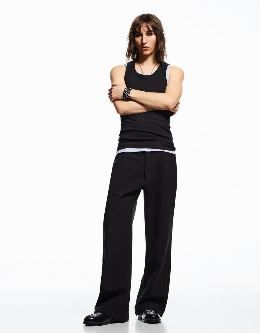 Pantaloni flare fit tailored fit-Nero