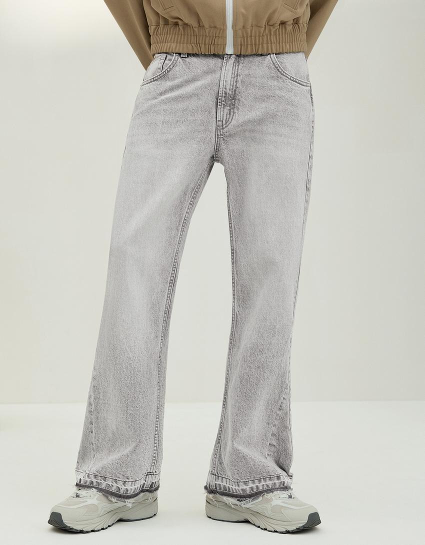Straight flared jeans-Grey