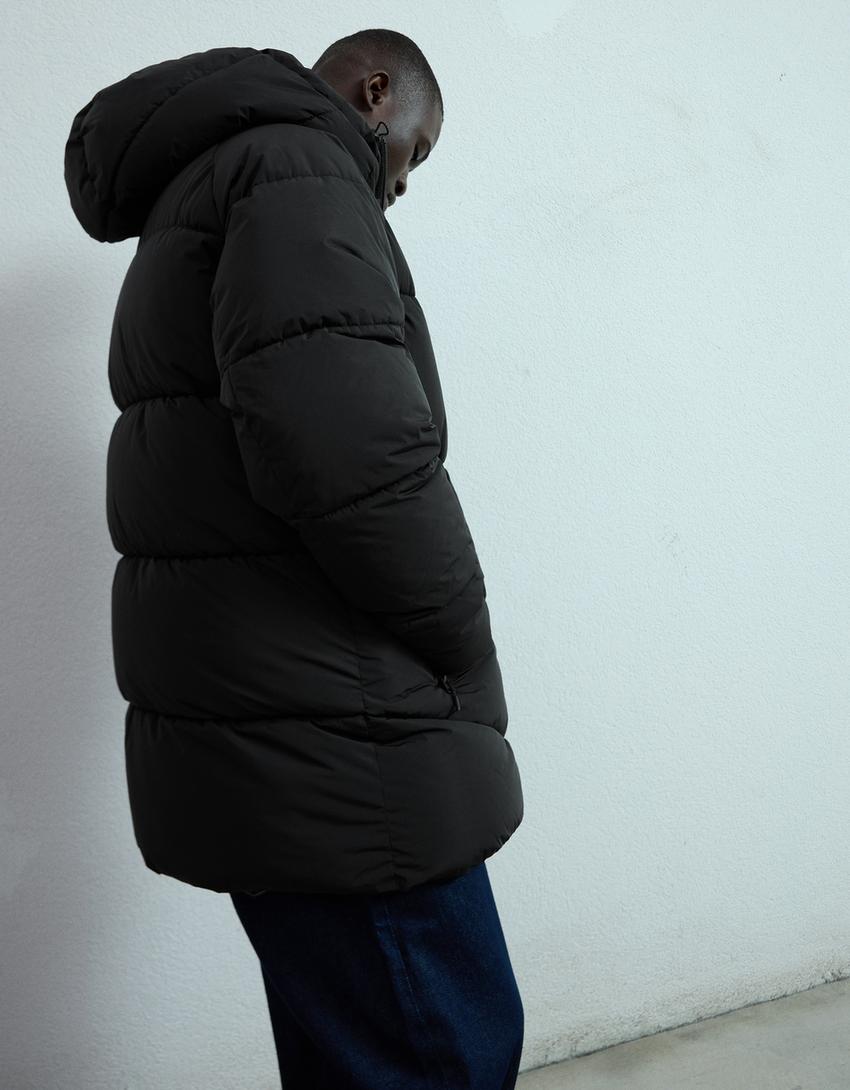 Casaco comprido puffy-Preto
