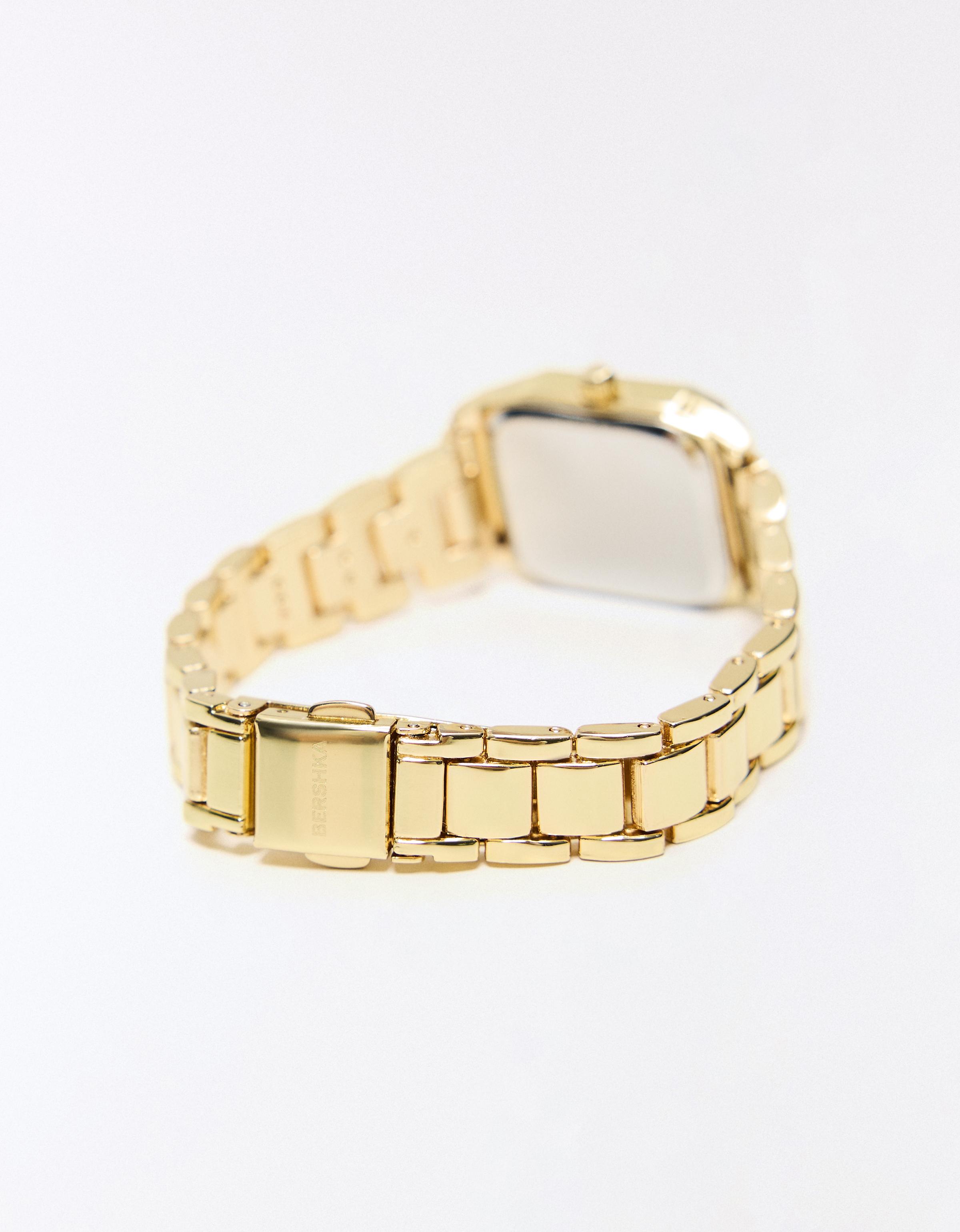 Rectangular dial wrist watch — Gold