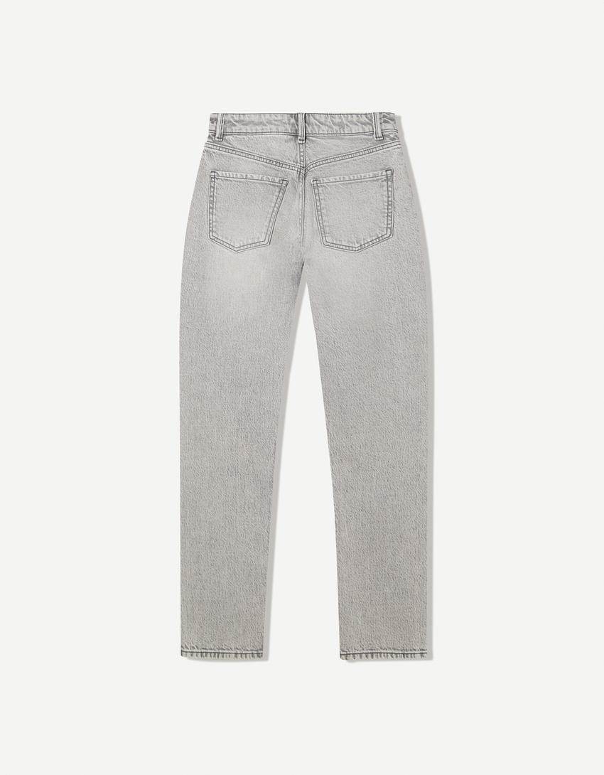 Jeans mom hi-rise confort-Gris-4