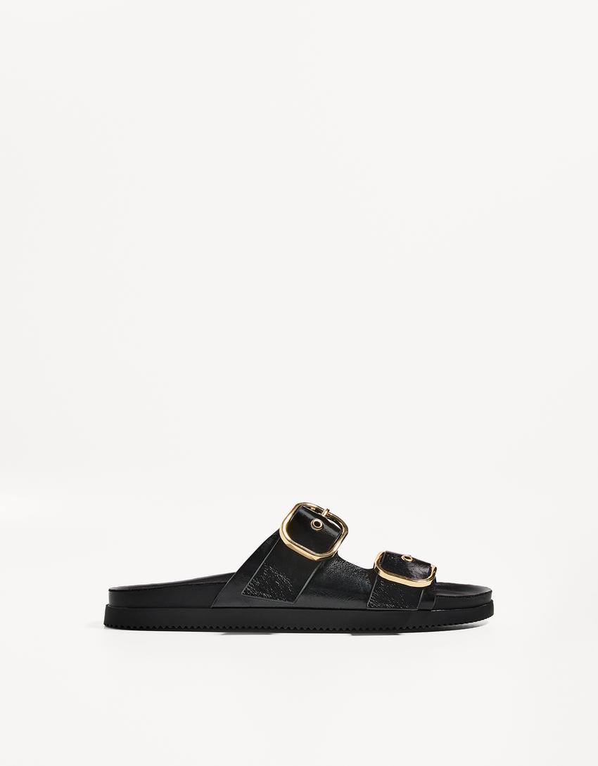 Sandalia plana hebillas-Negro-5