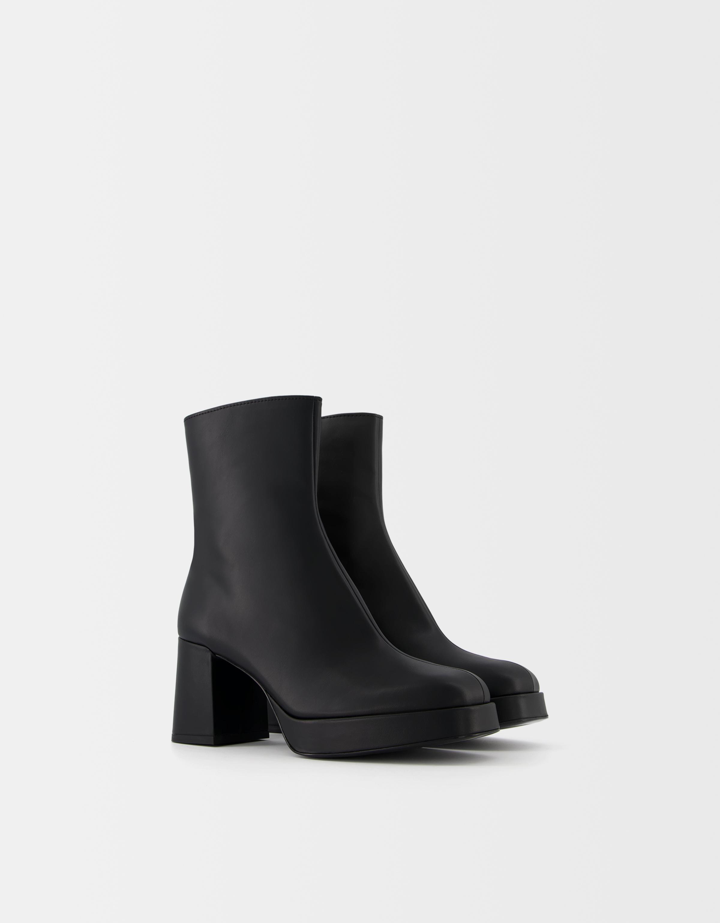 Bershka Plateau-Stiefeletten Mit Breitem Absatz Damen 36 Schwarz