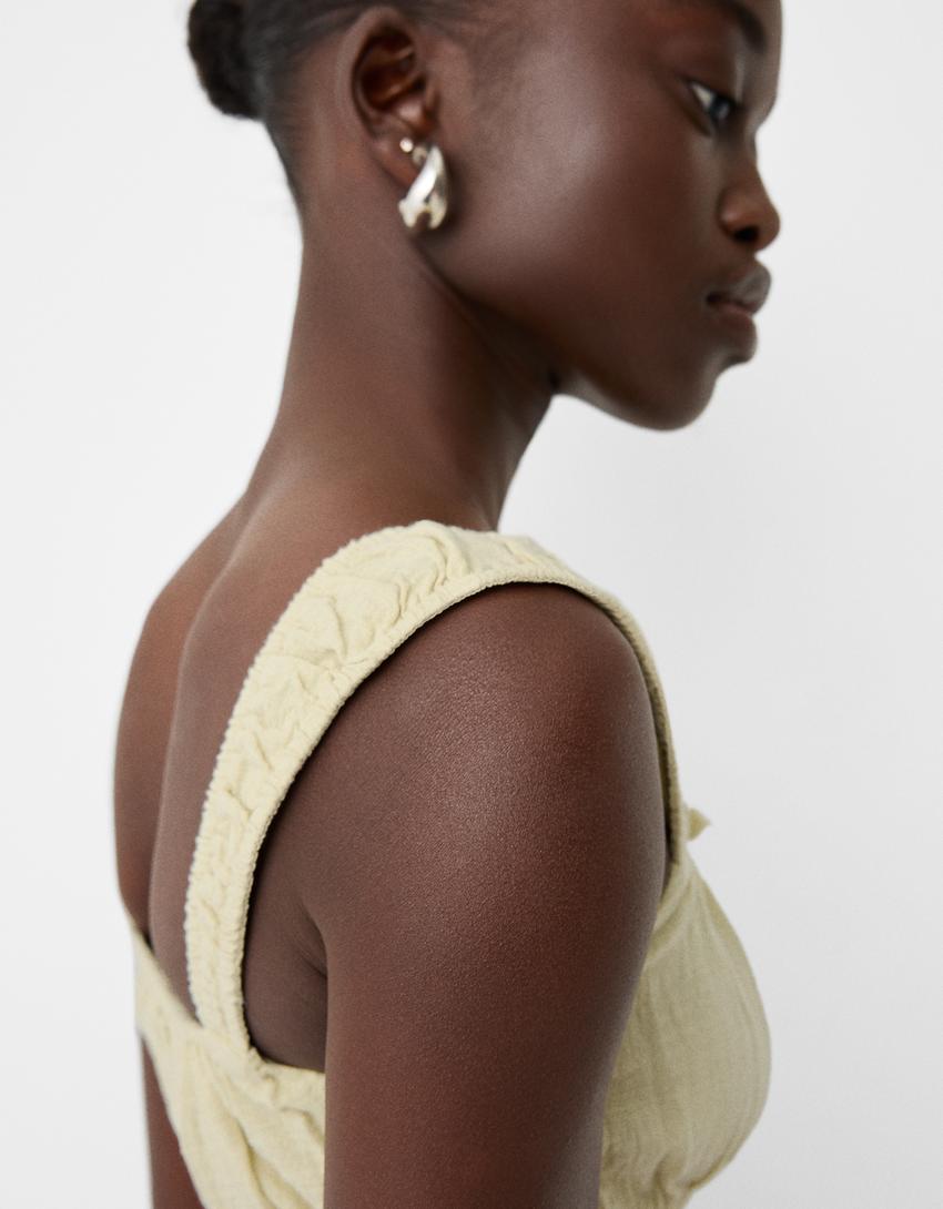 توب بزمة من نسيج ريفي-أخضر-5