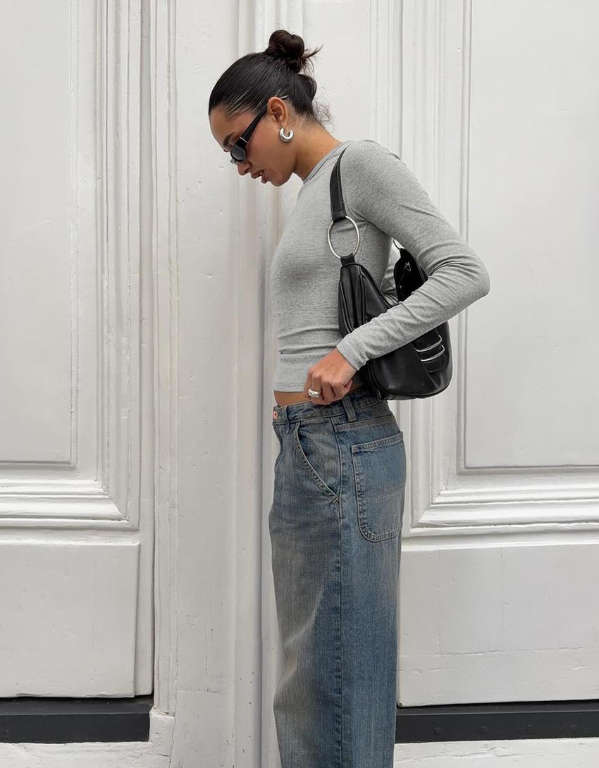 Long sleeve top-Dark grey