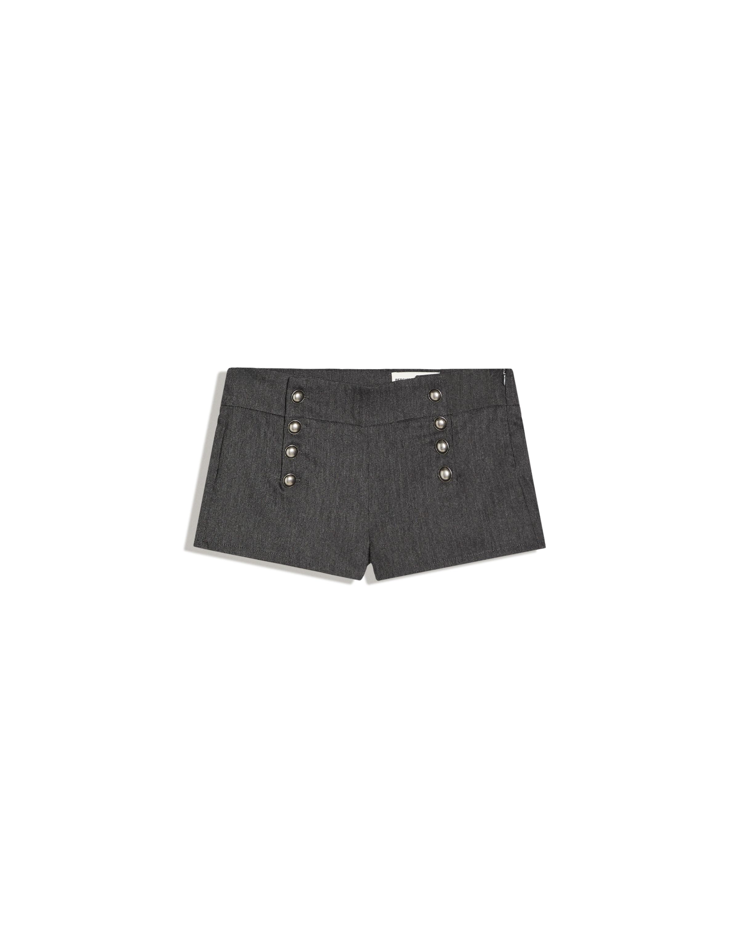 Bengaline shorts with buttons — Grey