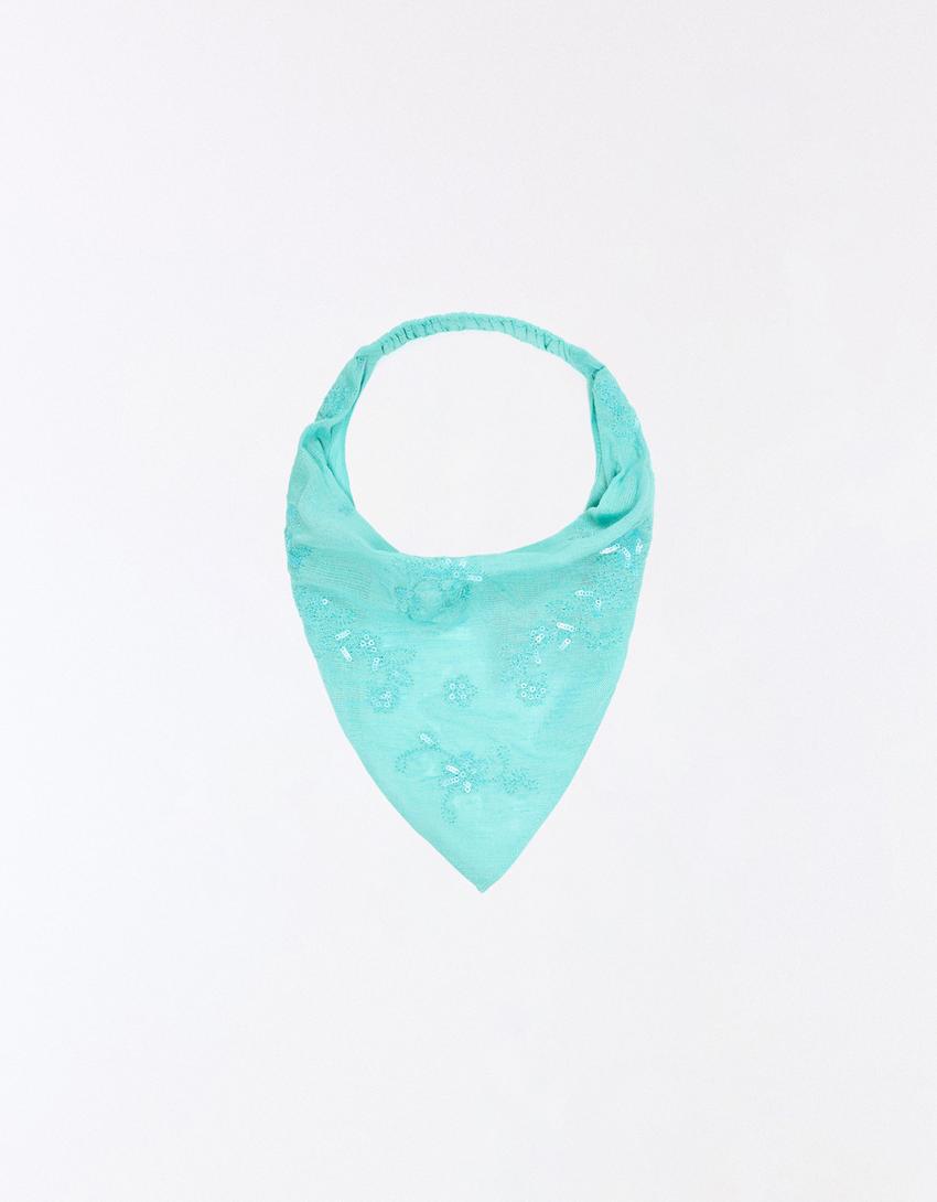 İşlemeli kürk bandana - Görsel 3