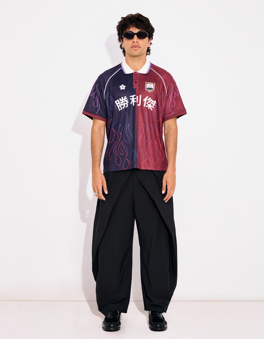 Pantalón super baggy cruzado-Negro