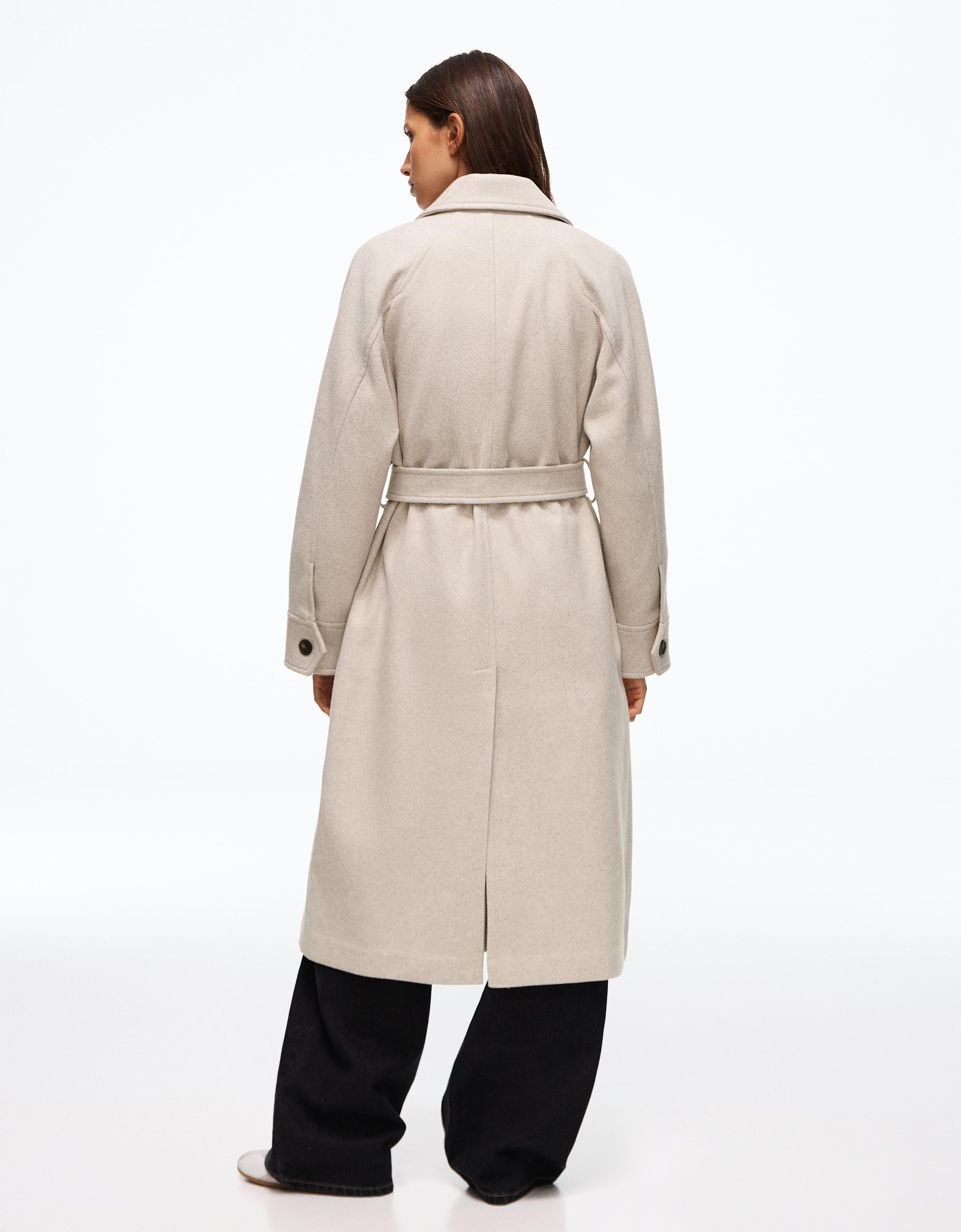 Long soft belted coat — Beige