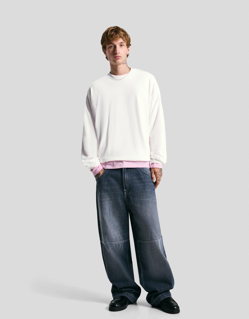 Camiseta manga larga boxy-Blanco roto-3
