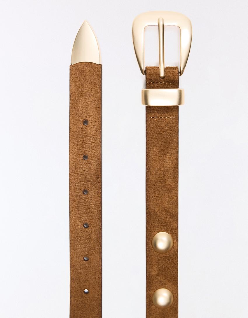 Zımbalı kemer-Kahverengi