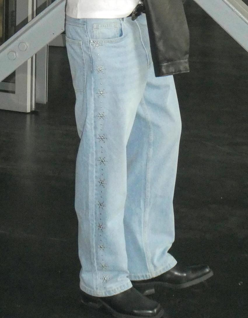 Jeans baggy tachas-Azul lavado