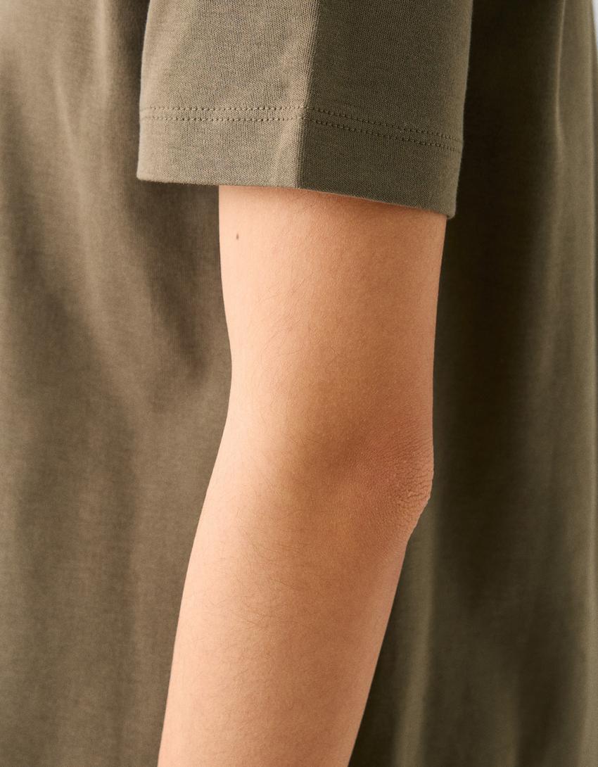Kısa kollu regular fit t-shirt-Haki-5
