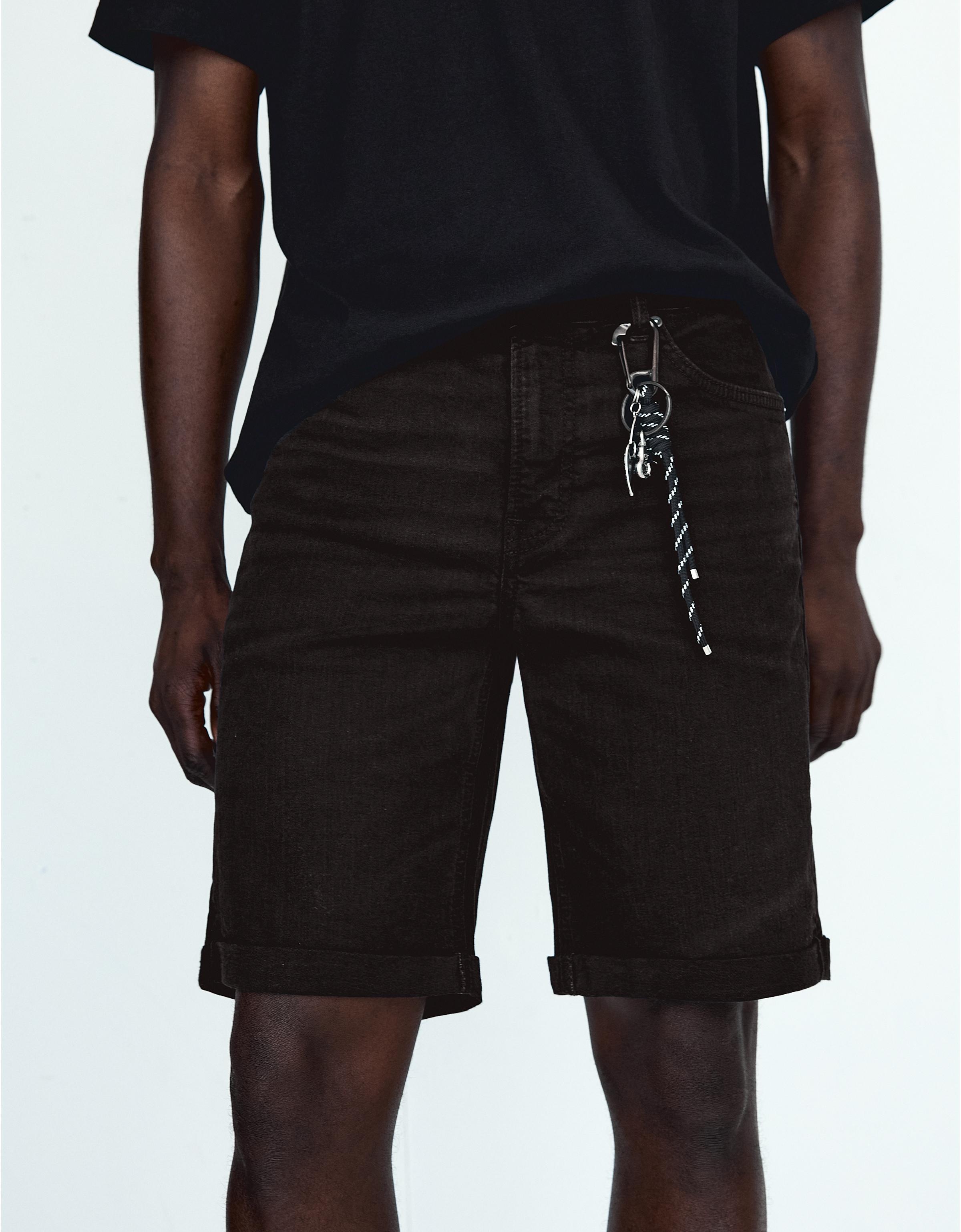 Roll-up denim Bermuda shorts — Black