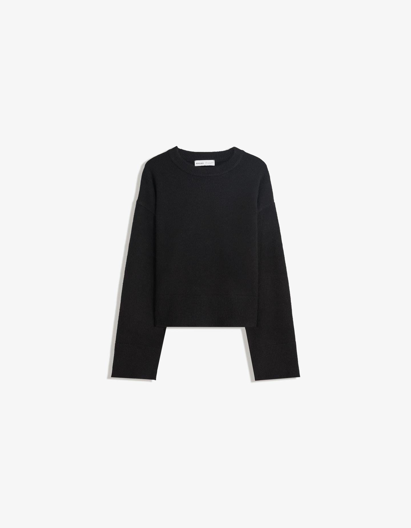 Bershka Jersey Oversize Bajo Rib Mujer L Negro