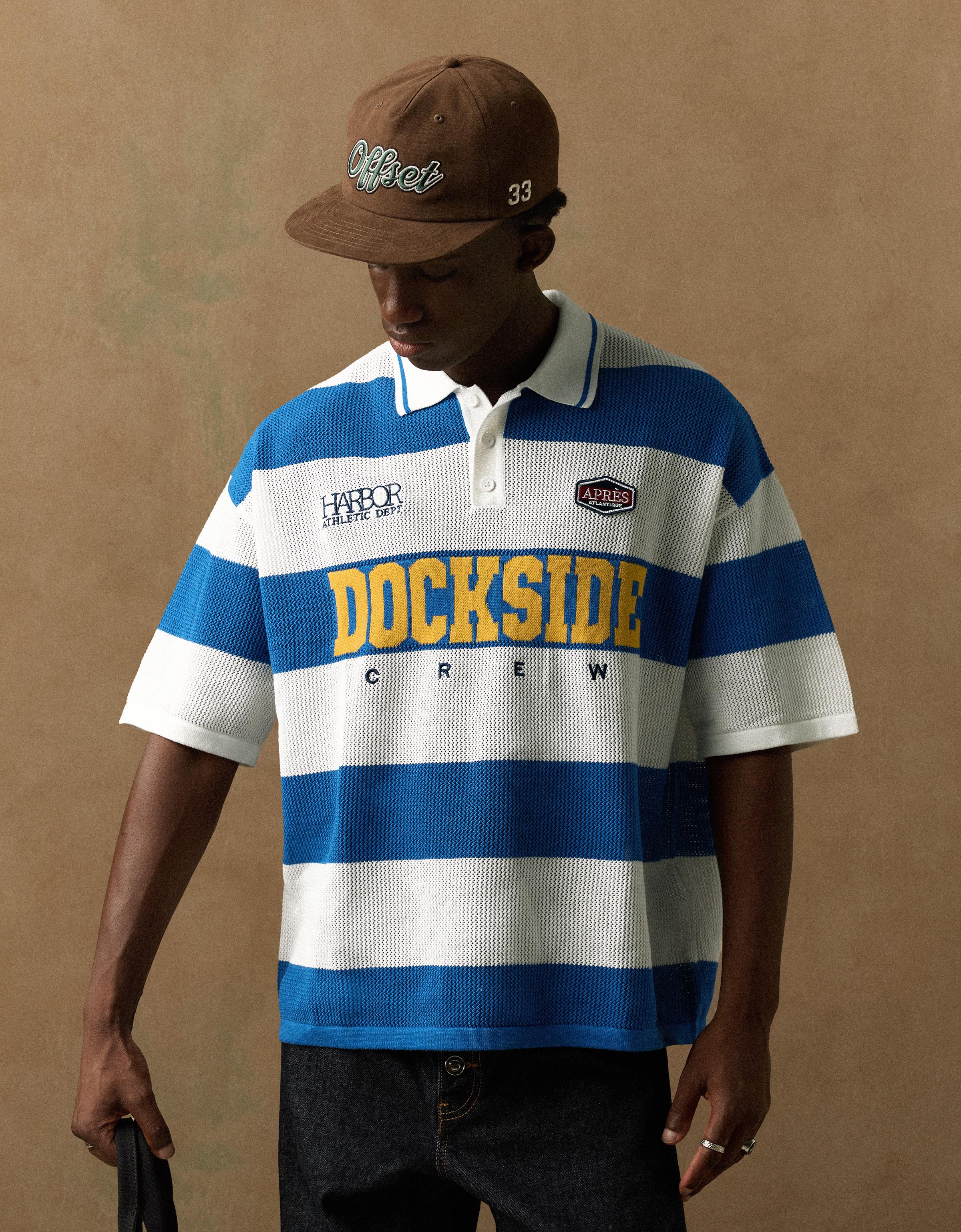 Bershka Polo Mesh Parches Hombre Azul