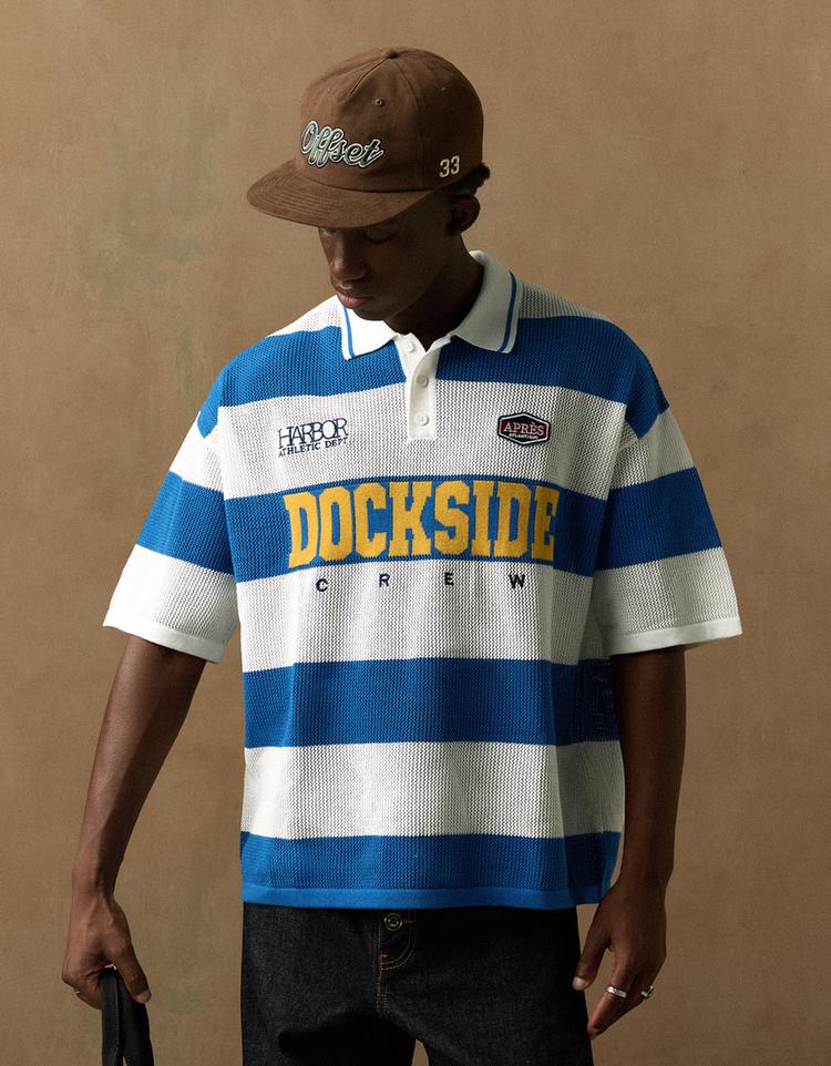 Mesh patch polo shirt — Blue