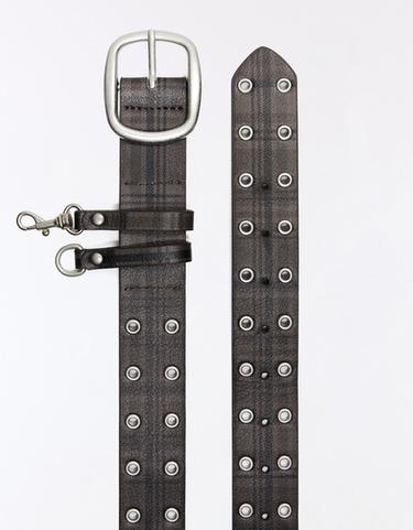 Studded check belt — Brown 2